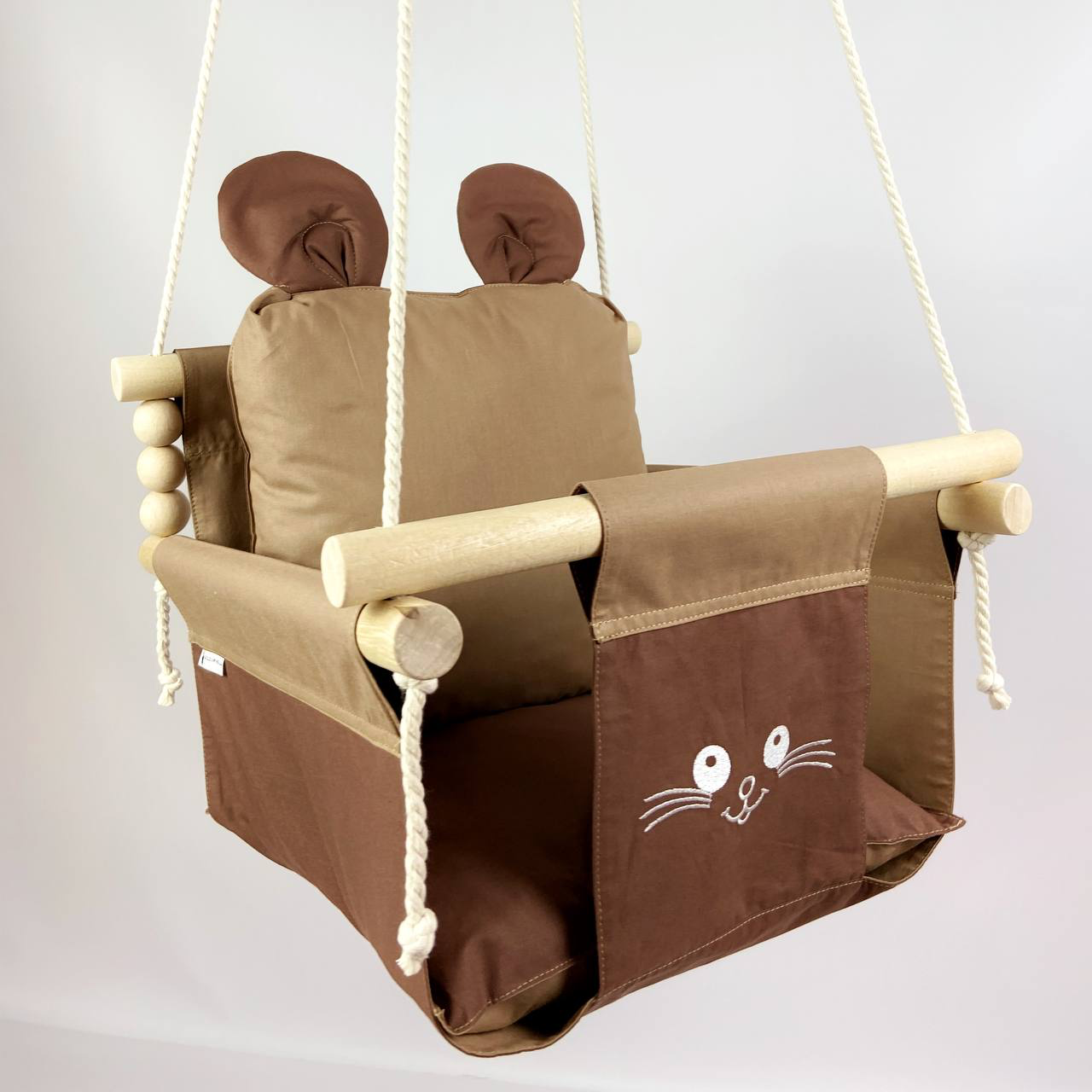 Дитяча гойдалка підвісна бавовняна Звірята з вушками Коричневий (gs-8658) - фото 1 Дитяча гойдалка підвісна бавовняна Звірята з вушками Коричневий (gs-8658) - фото 1