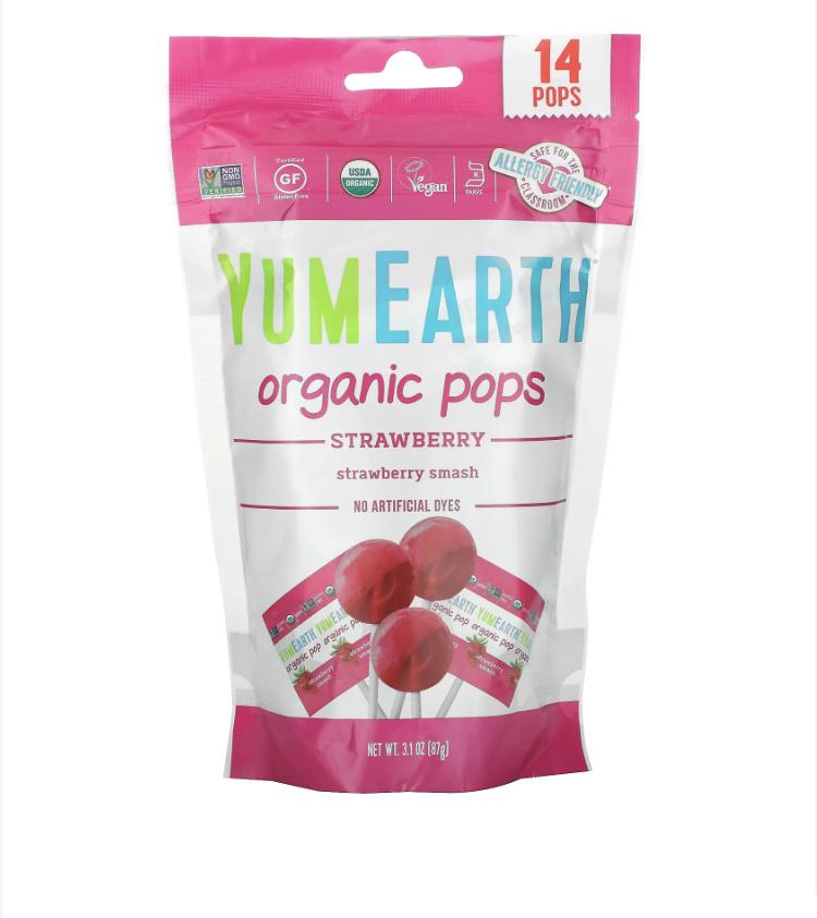 Леденцы YumEarth из органической клубники 87 г 14 шт.