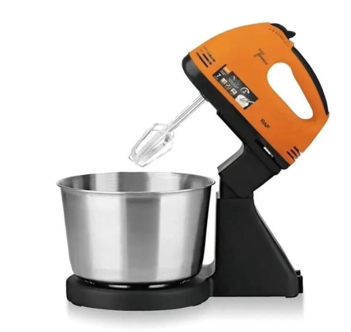 Миксер кухонный R-6637 с металлической чашей 2 л с подставкой 250 Вт Оранжевый (Mksr-2)