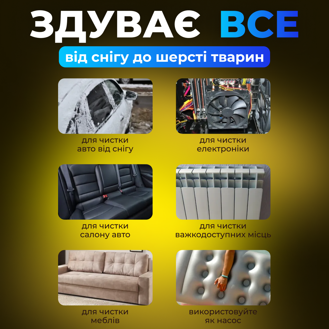 Повітродувка акумуляторна компактна для клавіатури/комп'ютера/авто для дому - фото 8 Повітродувка акумуляторна компактна для клавіатури/комп'ютера/авто для дому - фото 8