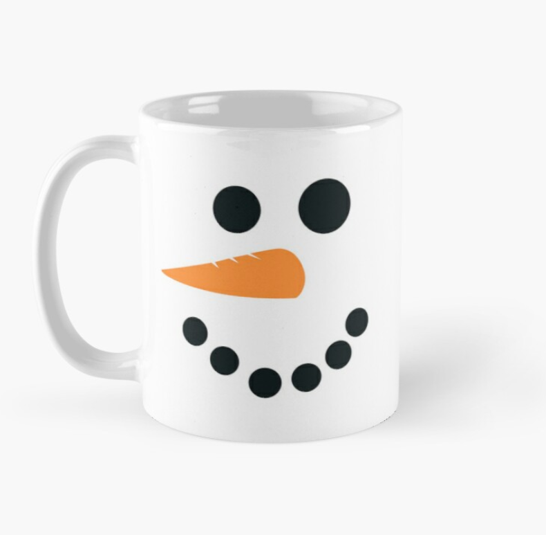 Чашка керамическая с принтом Веселый снеговик 330 мл Белый