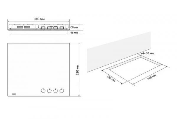 Варочная поверхность газовая Eleyus ARONA 60 WH CF (1289935) - фото 9 Варочная поверхность газовая Eleyus ARONA 60 WH CF (1289935) - фото 9