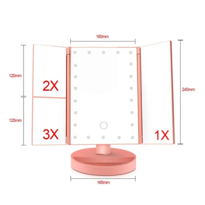 Косметичне дзеркало потрійне Superstar Magnifying Mirror MM-001 з підсвічуванням Білий (14657929) - фото 9