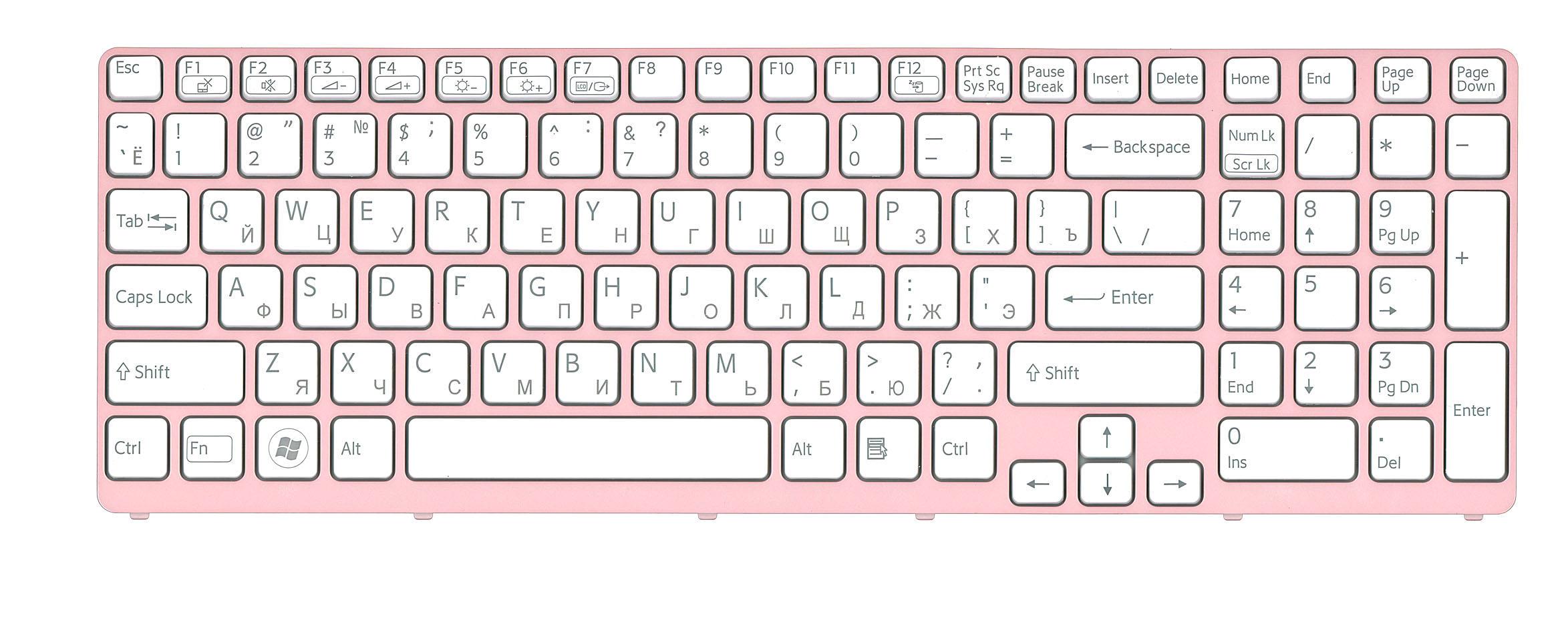 Клавиатура для ноутбука Sony Vaio SVE17 с подсветкой Light Pink Frame White