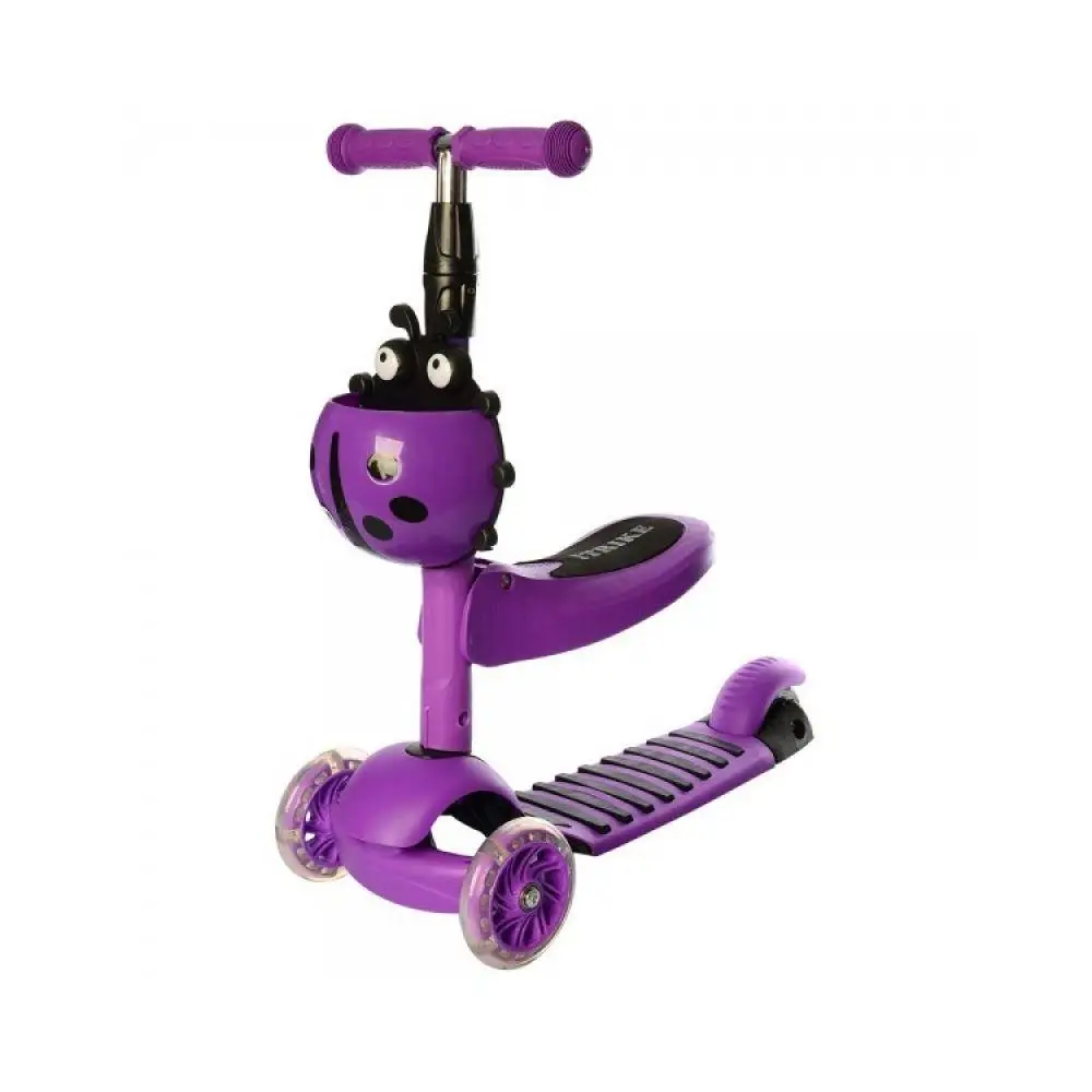 Самокат дитячий 3-х колісний iTrike JR 3-054-B з кошиком та підсвіткою колес Фіолетовий (2906230731)