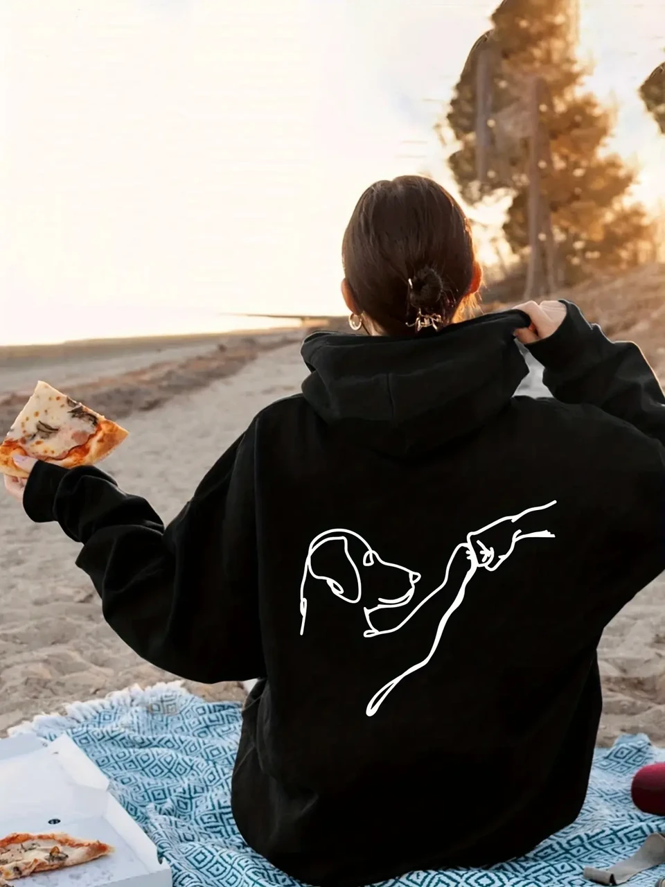 Худи женское с принтом Pin-000-2762 S Черный (2700265403)