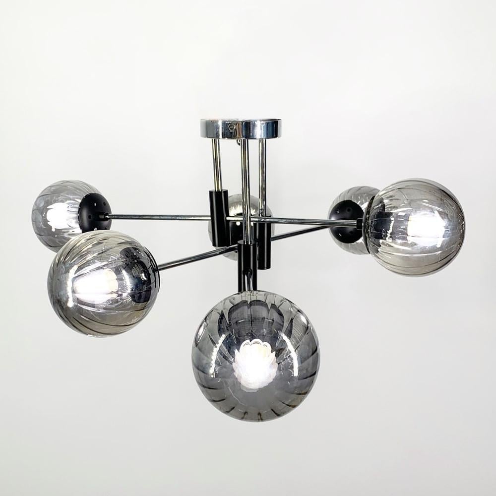 Люстра потолочная на 6 графитовых плафонов Ø 70 см Хром/Черный/Графит (51797/6 CH/BK/GR)