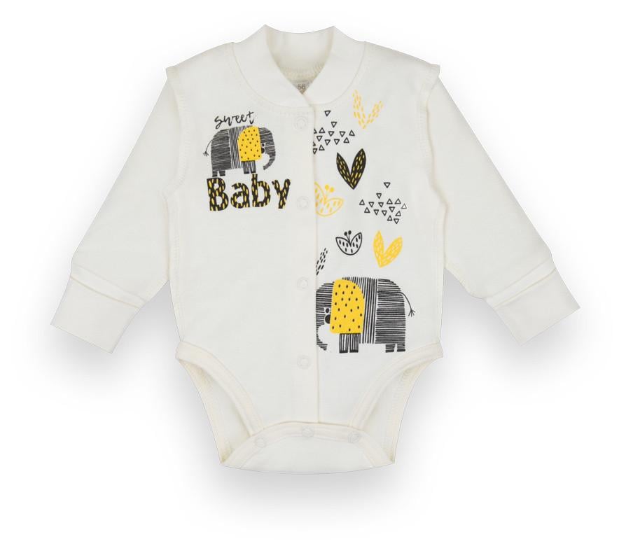 Боди детское хлопковое для мальчика на кнопках Gabbi BD-21-23-1 Слоники 56 см Молочный (12919)