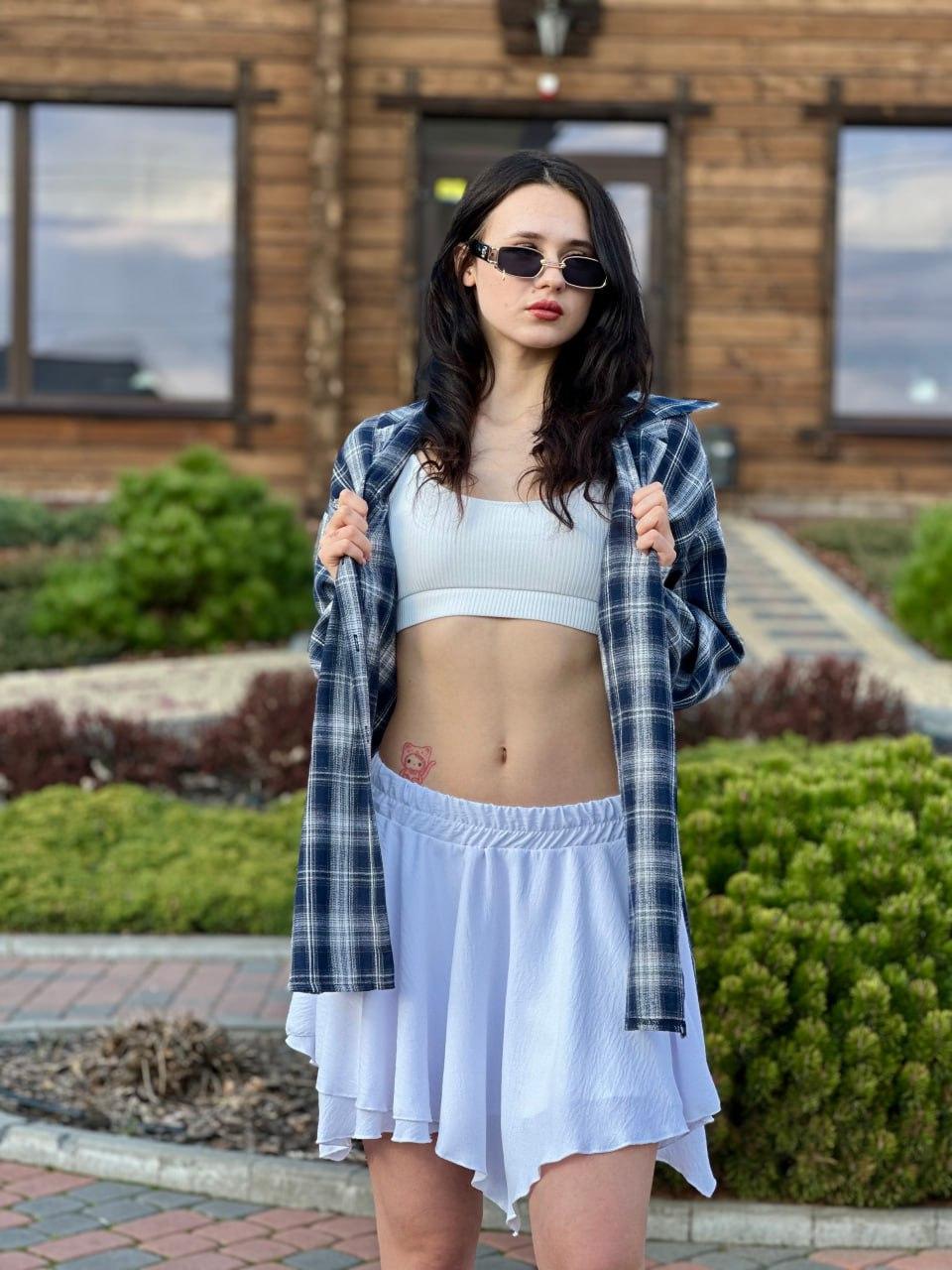 Рубашка женская в клеточку Синий/Белый (2567453283) - фото 2 Рубашка женская в клеточку Синий/Белый (2567453283) - фото 2