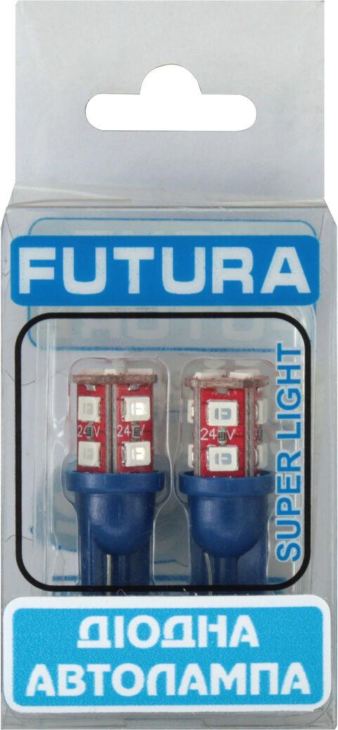 Лампочка FUTURA без цоколя LED T10 W5W SMD 12 диодов 24V W2.1x9.5d 2 шт. Синий (70522)