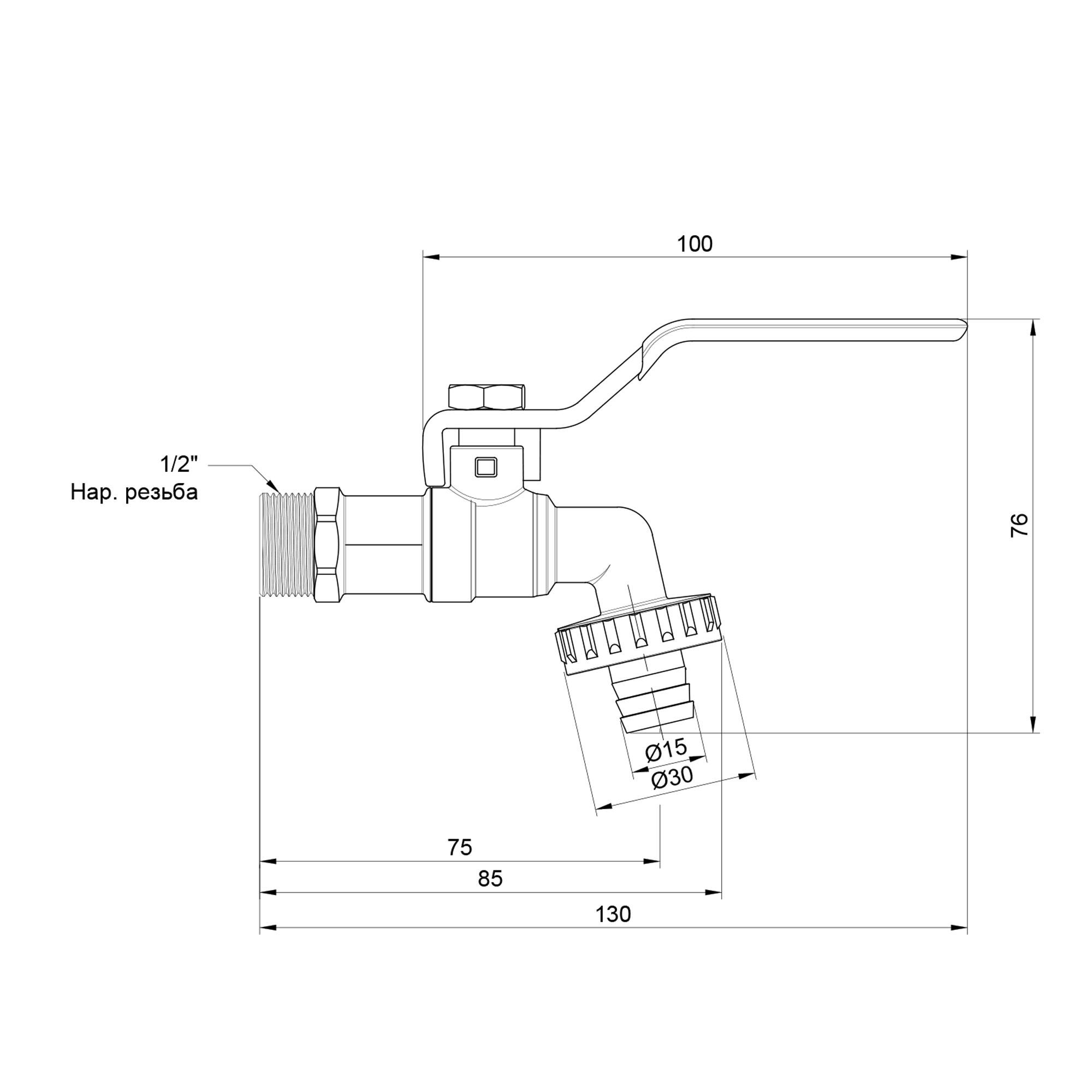 Кран поливочный Valve 1/2" НР SV140W15 (15278) - фото 2