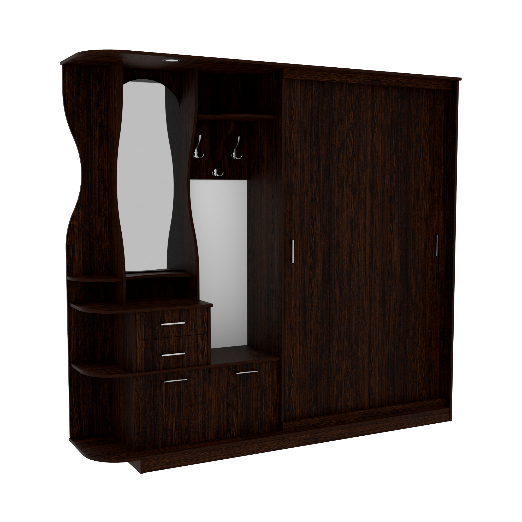 Прихожая прямая LUX шкаф-комод с зеркалом и вешалкой 2200х400х2100 мм Венге магия (25050170) Прихожая прямая LUX шкаф-комод с зеркалом и вешалкой 2200х400х2100 мм Венге магия (25050170)