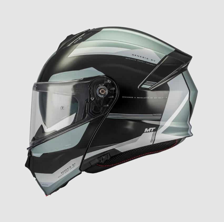 Мотошлем MT GENESIS SV RACCOON B12 BRILLIANT 2026 XL Black/Green (50987)