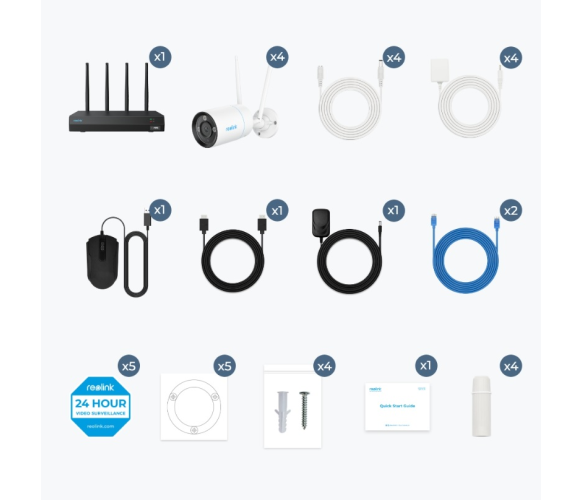 Комплект відеоспостереження Reolink NVS12-8MB4W 4 вуличні WIFI камери/4 блоки живлення/WIFI відеореєстратор з HDD 2TB - фото 2 Комплект відеоспостереження Reolink NVS12-8MB4W 4 вуличні WIFI камери/4 блоки живлення/WIFI відеореєстратор з HDD 2TB - фото 2