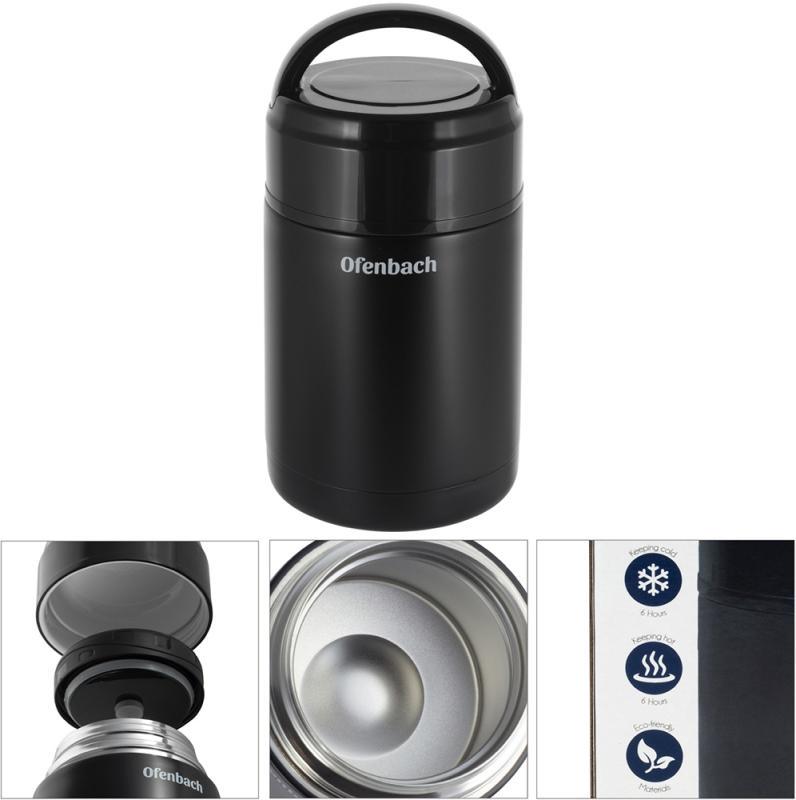 Термос харчовий Ofenbach із нержавіючої сталі 1000 мл Чорний - фото 6