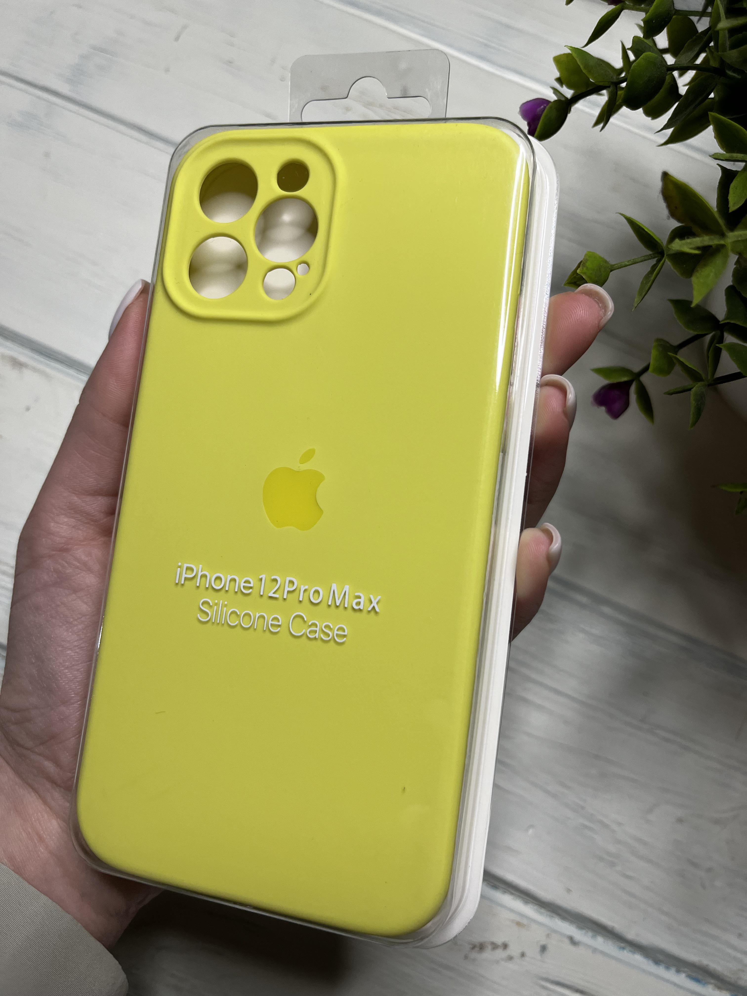 Чехол накладка на iPhone (Айфон) 12 Pro Max квадратные борта silicone case full camera Apple