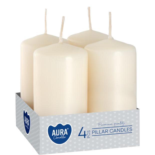 Набор свечей цилиндр Bispol Aura Candles 4 шт. Молочный (sw40/80-011)