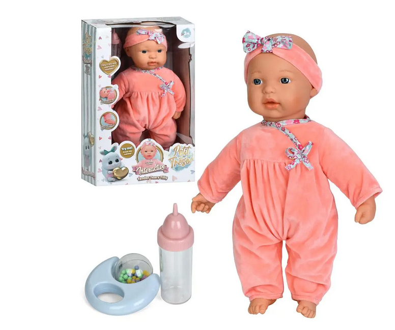 Інтерактивна лялька пупс 16390 зі звуком пропускає сльози з аксесуарами 40 см