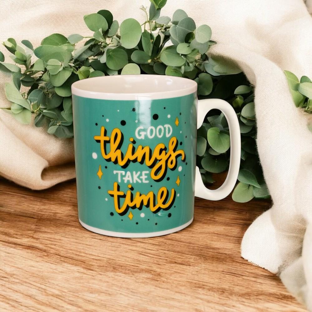 Кружка керамическая "Good things take time" 1 л Зеленый - фото 8 Кружка керамическая "Good things take time" 1 л Зеленый - фото 8