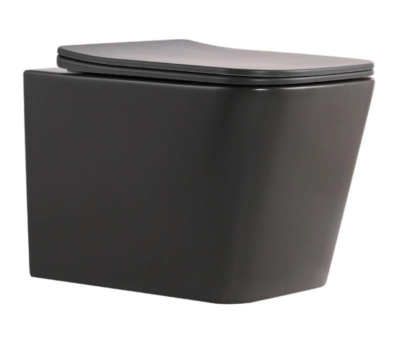 Унитаз подвесной Qtap Tern Ultra Quiet с сиденьем Slim Duroplast/Soft-close/Quick Release Anthracite (QTTER26AN48999)