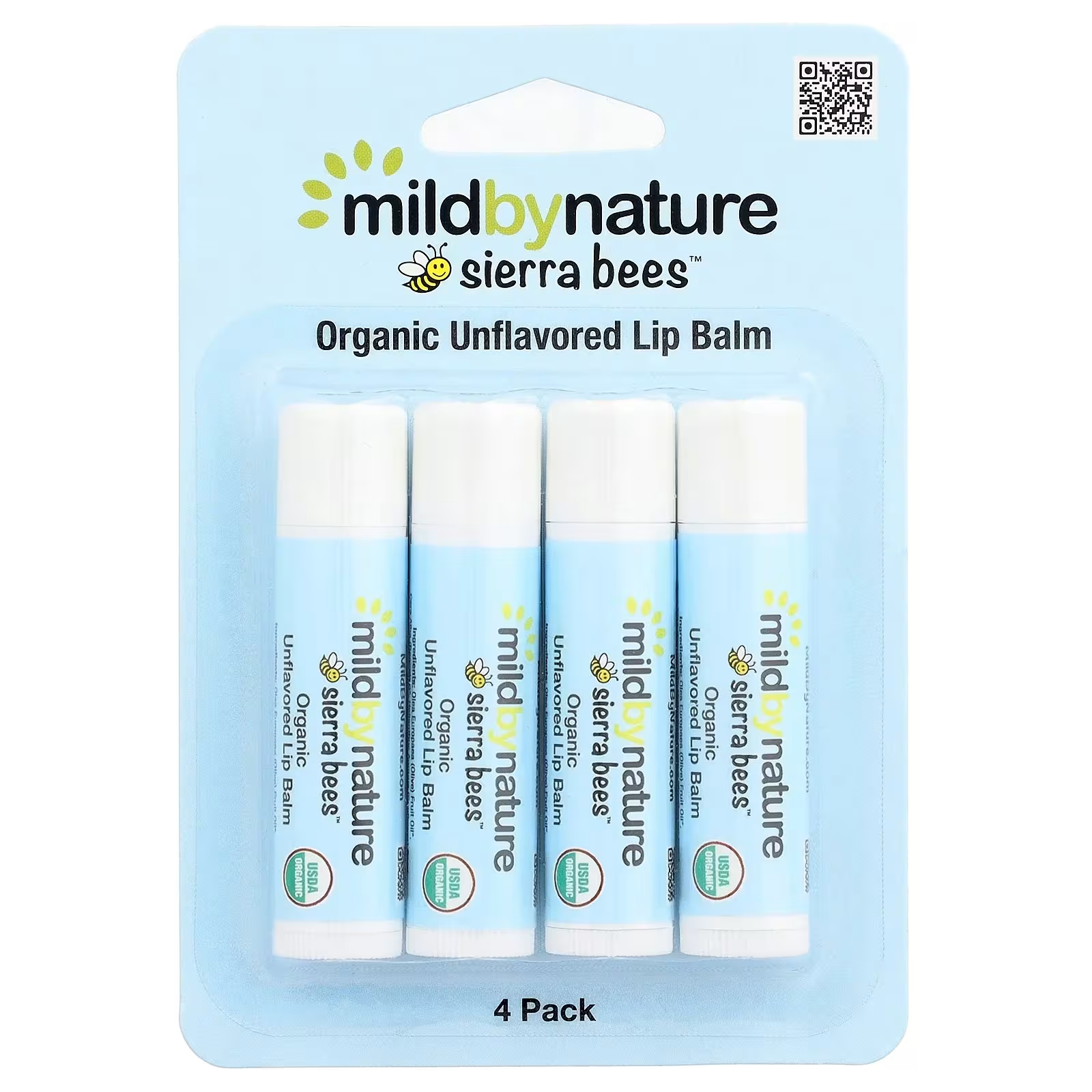 Набір бальзамів для губ органічних Mild By Nature Sierra Bees без ароматизаторів 4 шт./4,25 г (30139960)