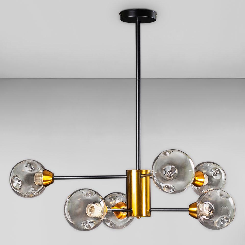 Люстра потолочная молекула Light House DX-18605-6 BK/DGD 920х920х500 мм Черный с золотом