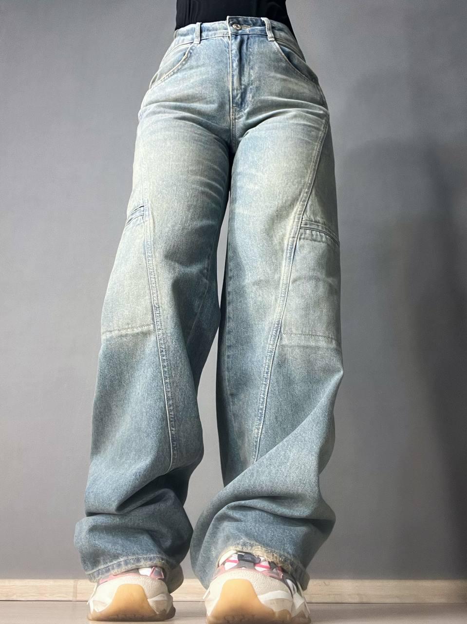 Джинси жіночі ITS Basic 3123 cargo fit косий шов кишені збоку вінтаж широкі р. 34 Сіро-зелений (1378) Джинси жіночі ITS Basic 3123 cargo fit косий шов кишені збоку вінтаж широкі р. 34 Сіро-зелений (1378)