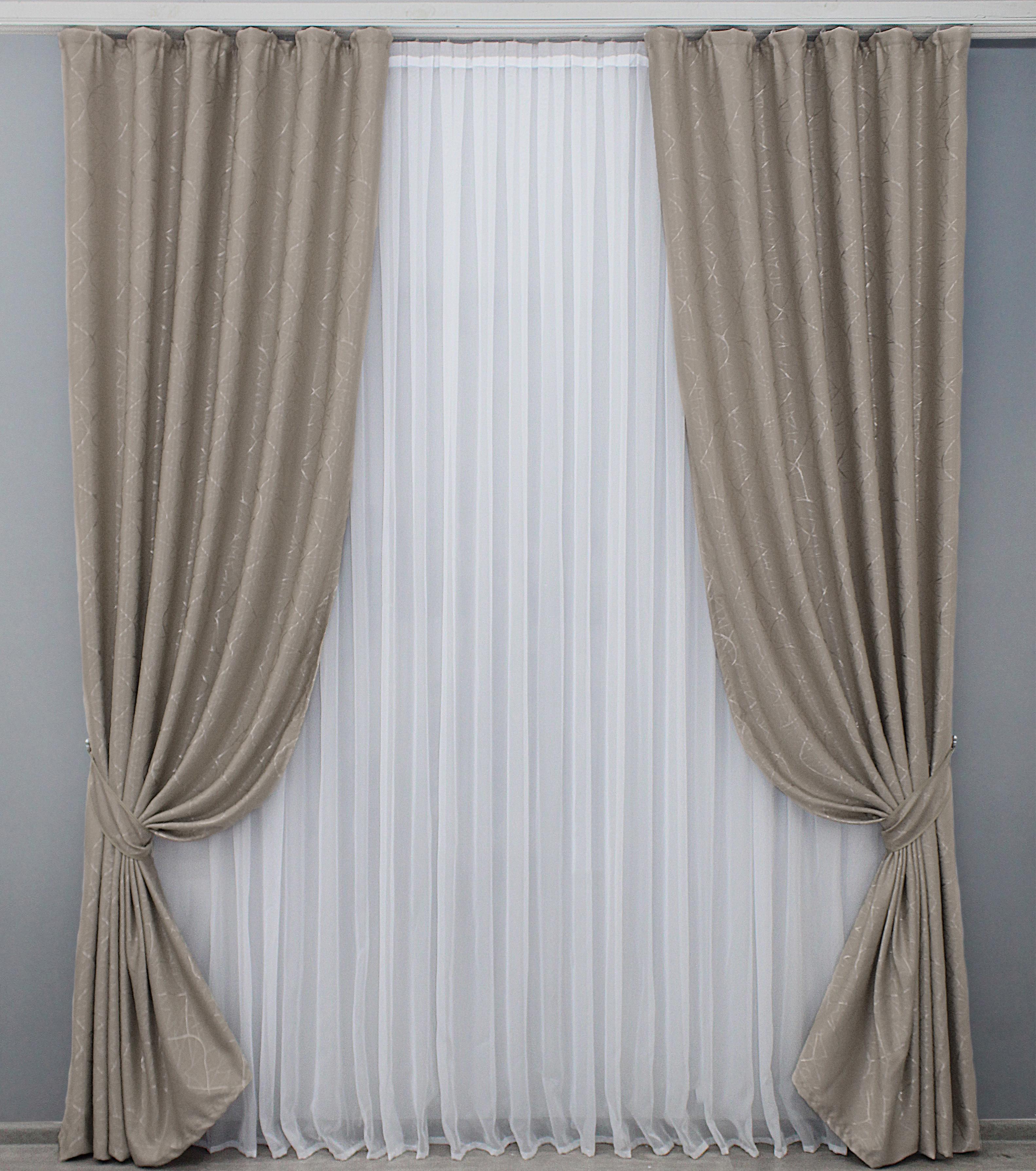 Комплект штор VR-Textil Саванна № 686ш лен 100х270 см 2 шт. Бежевый (31-146)