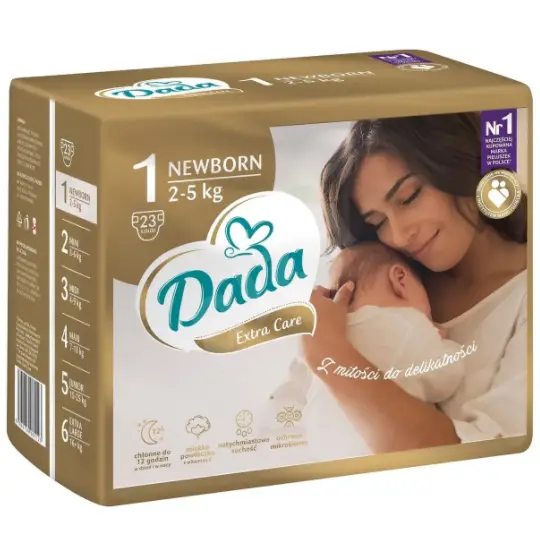 Подгузники для новорожденных Dada Extra Care Gold Newborn 1 2-5 кг 23 шт. (2001907805)