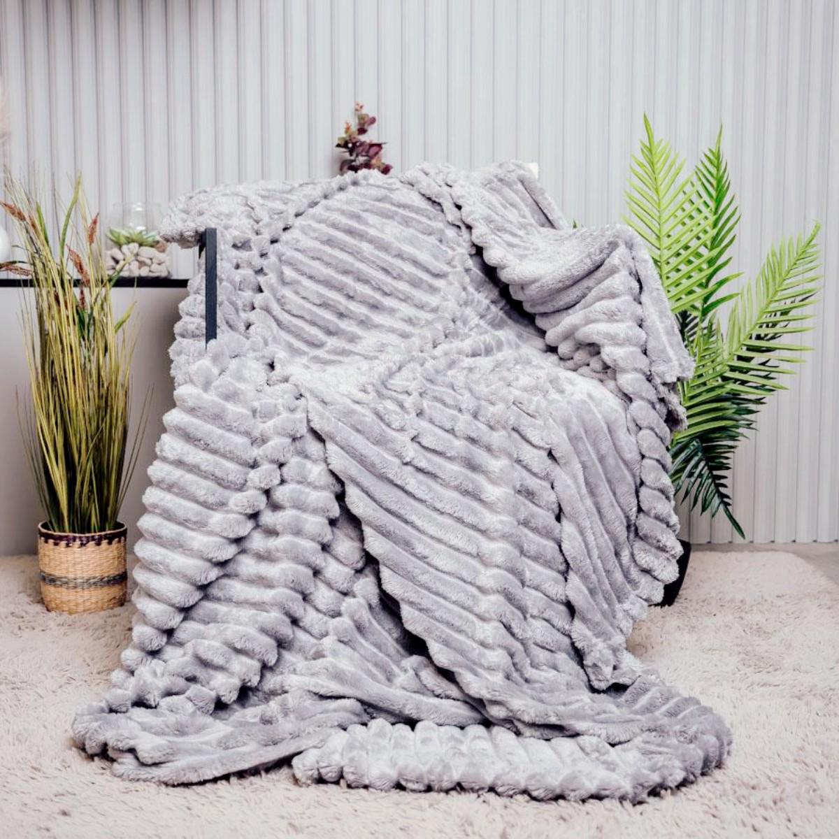 Плед Koloco Королівський шарпей євро 200х230 см Світло-сірий (42006) Плед Koloco Королівський шарпей євро 200х230 см Світло-сірий (42006)