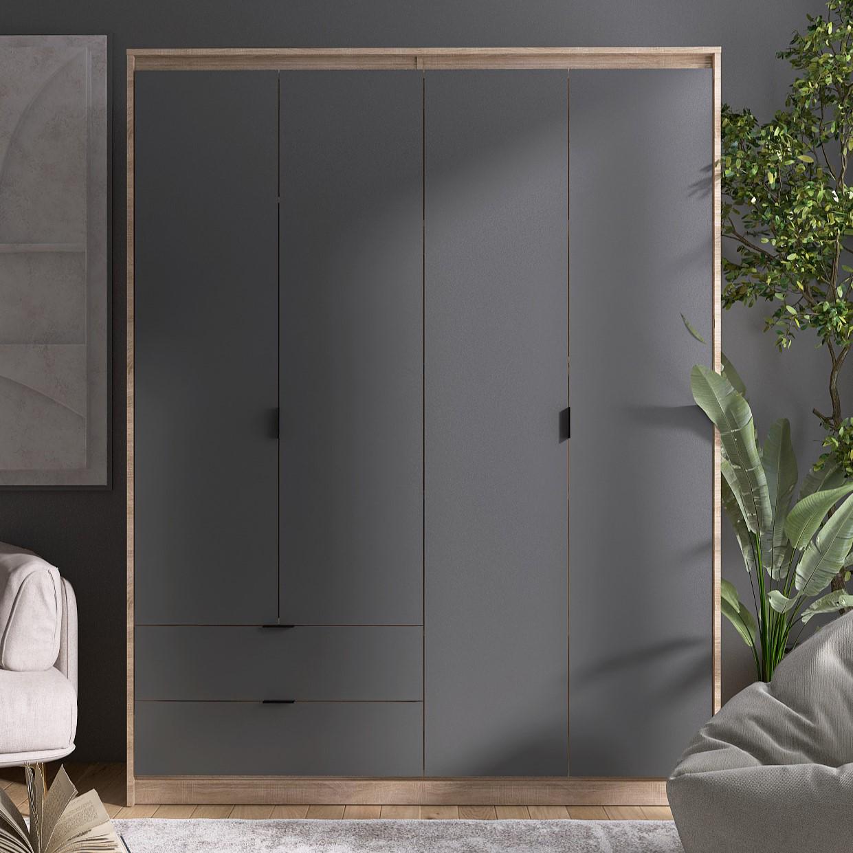 Шафа Everest Сіті 1600 1602х500х2046 мм Сонома/Графіт (11434) - фото 2 Шафа Everest Сіті 1600 1602х500х2046 мм Сонома/Графіт (11434) - фото 2