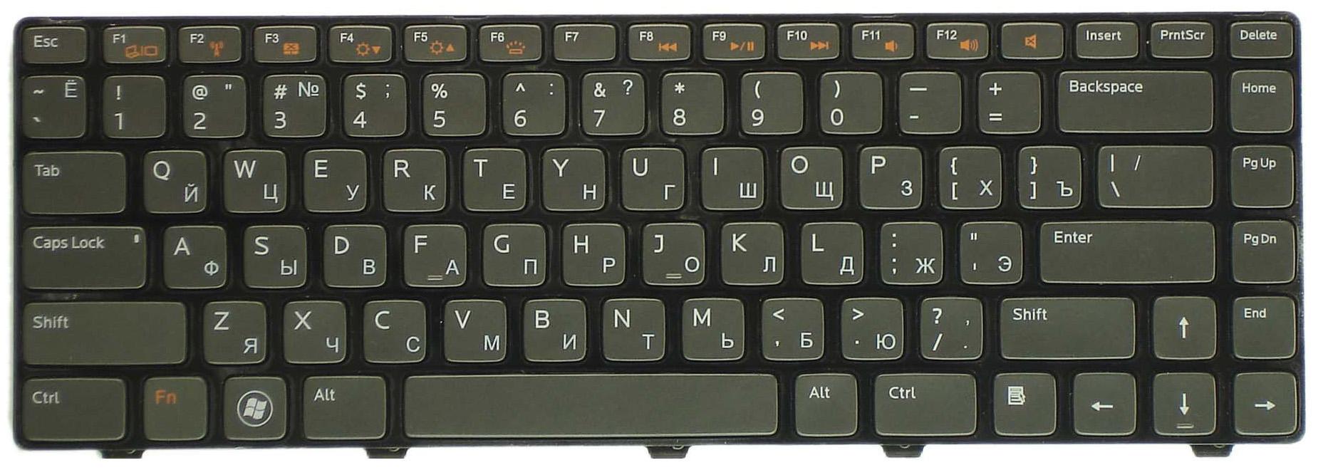 Клавиатура для ноутбука Dell Inspiron M4040 M4110 M5040 N4050 N4110 Vostro 1540 3550 с подсветкой Light Black Frame Black