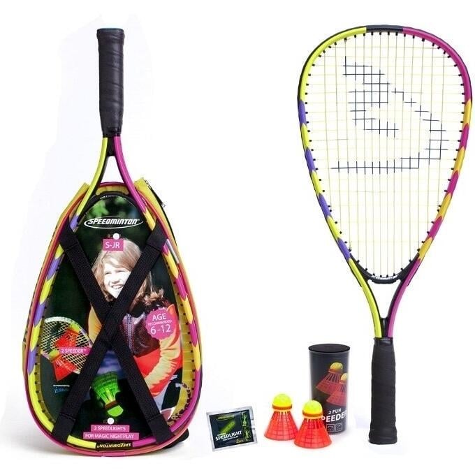 Набір для швидкісного бадмінтону дитячий Speedminton SET JUNIOR 2 ракетки/2 волана/2 палички що світяться/чохол Жовто-рожево-бузковий (400043) Набір для швидкісного бадмінтону дитячий Speedminton SET JUNIOR 2 ракетки/2 волана/2 палички що світяться/чохол Жовто-рожево-бузковий (400043)