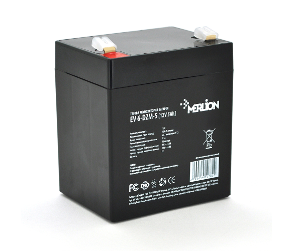 Аккумуляторная батарея тяговая AGM Merlion EV 6-DZM-5 12V 5 Ah F2 Black (EV 6-DZM-5)