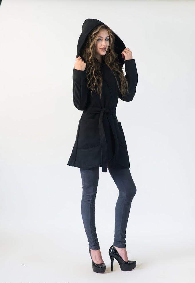 Пальто женское кашемировое с капюшоном Podium 21295-BLACK XL Черный