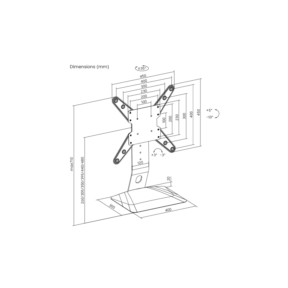Крепление для телевизора Kivi Motion 23-65" Черный (27918286) - фото 8 Крепление для телевизора Kivi Motion 23-65" Черный (27918286) - фото 8