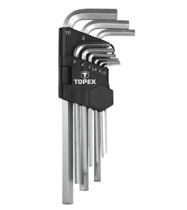 Набор шестигранных ключей Topex 1,5-10 мм 9 шт. шестигранники удлиненные (22745)