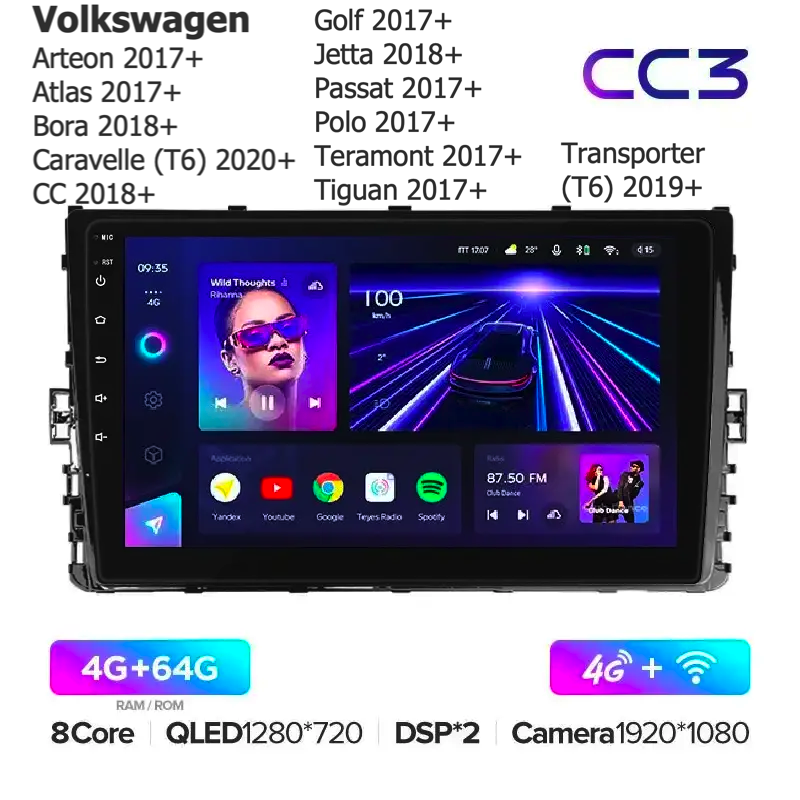 Автомагнітола штатна Teyes CC3 для Volkswagen Jetta 2018+/Passat 2017+/Polo 2017+ Android C3 4+64G Wi-Fi+4G (1770343072) - фото 2