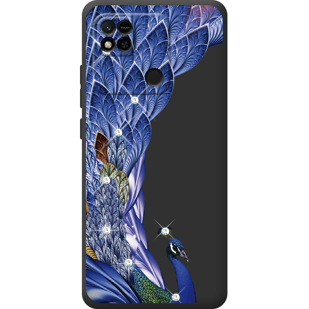 Чохол BoxFace Xiaomi Redmi 10A Павич зі стразами Чорний силікон (44590-rs7-44595)