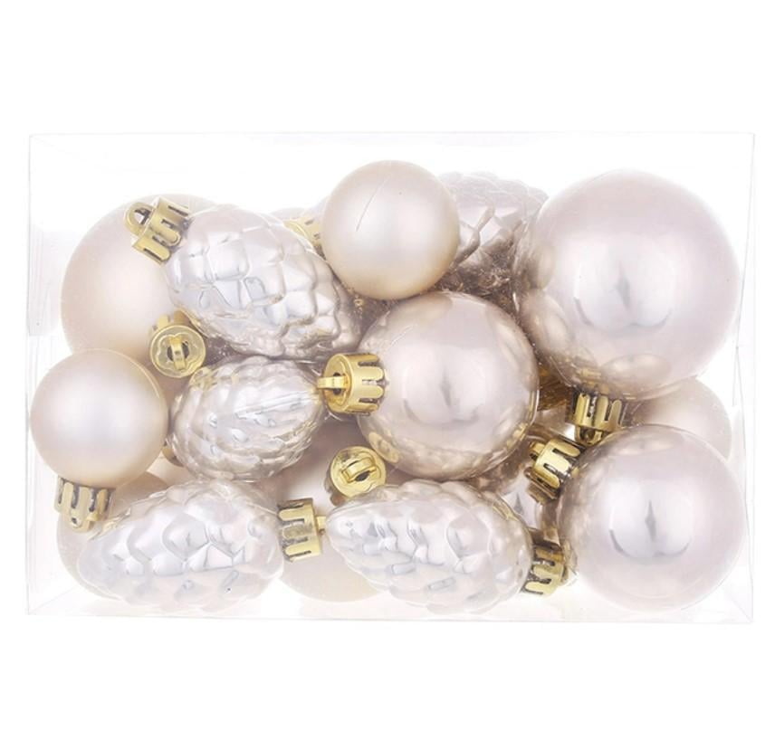 Набор шаров новогодних пластиковых и шишек 25 шт. (13856)