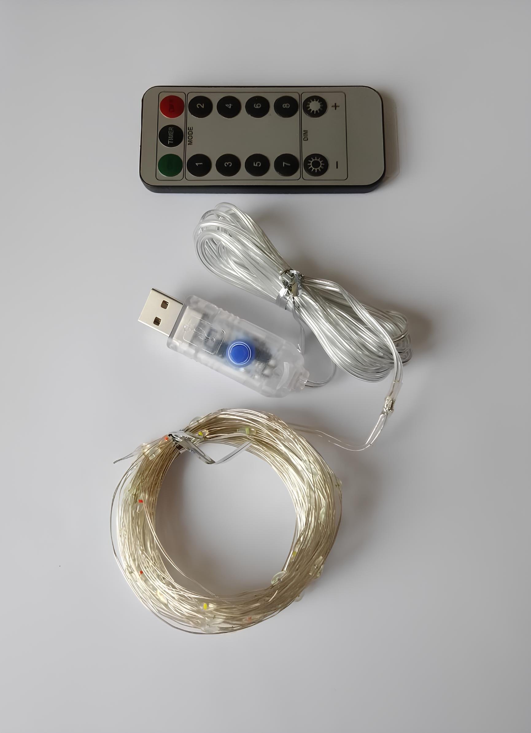 Гірлянда від USB світлодіодні краплі 20 м 200 LED 8 режимів з пультом Теплий білий - фото 5 Гірлянда від USB світлодіодні краплі 20 м 200 LED 8 режимів з пультом Теплий білий - фото 5