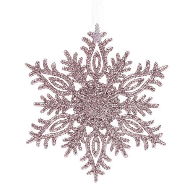 Новогодняя подвеска Flora Снежинка 15 см Розовый (13014)