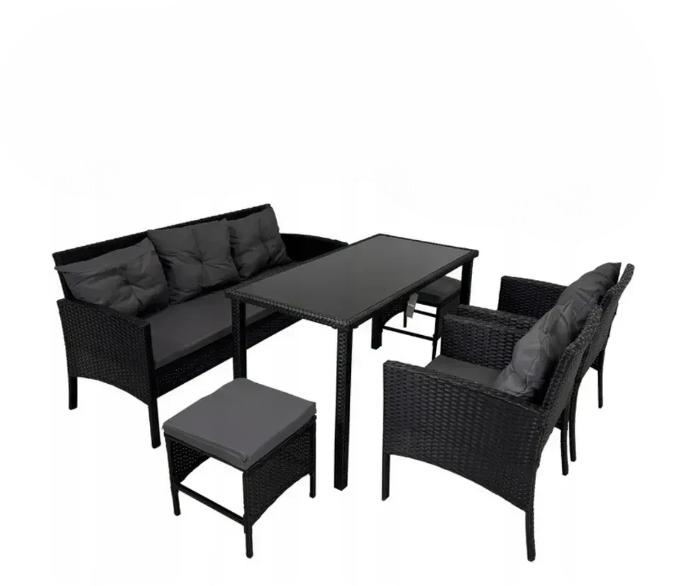 Комплект садовой мебели из техноратанга Capri Pro Kontrasto 414145 с серыми подушками Черный (3063320715)