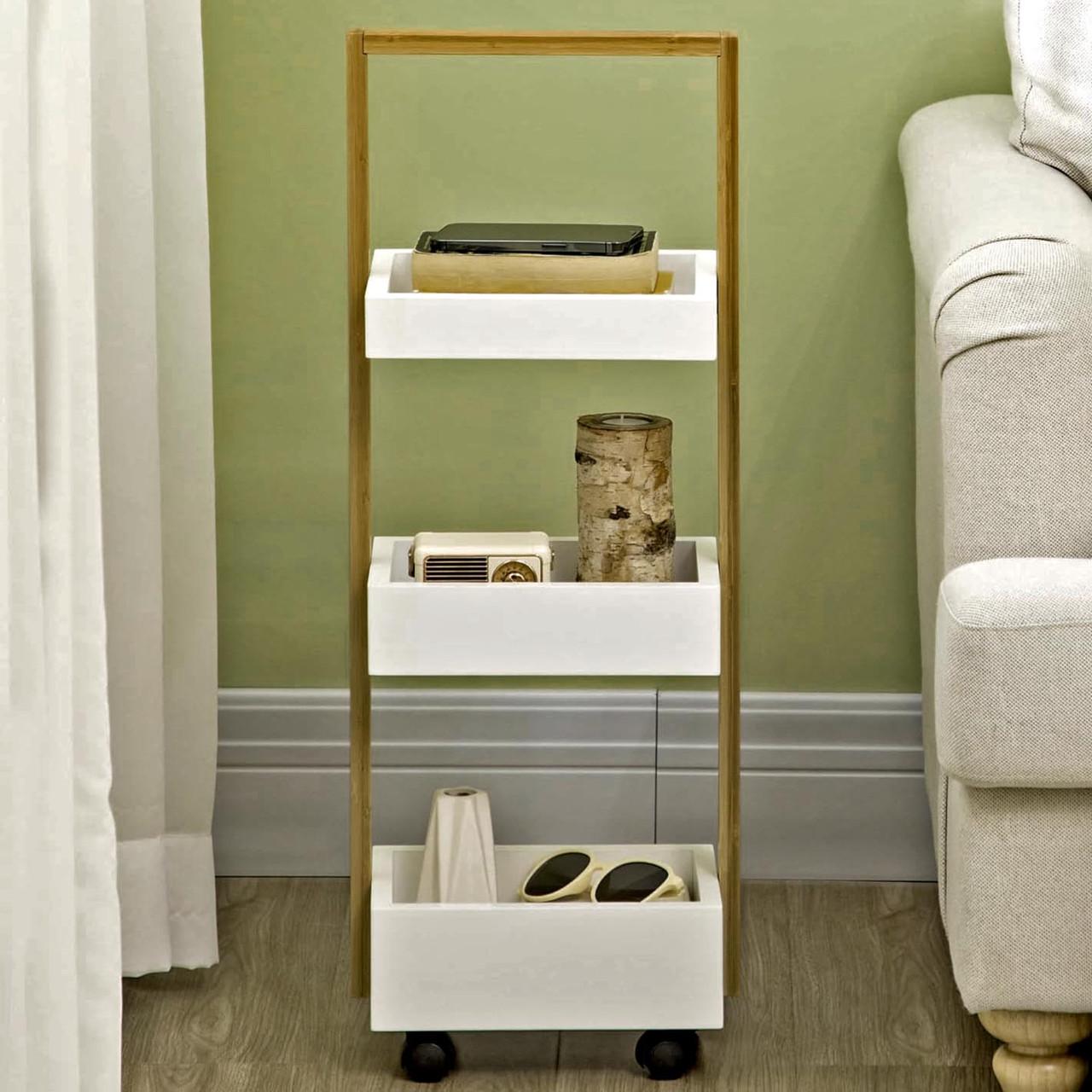 Этажерка для ванной из дерева на колесиках Лиринет Рустикал/Зефир (АБТ-00193420)