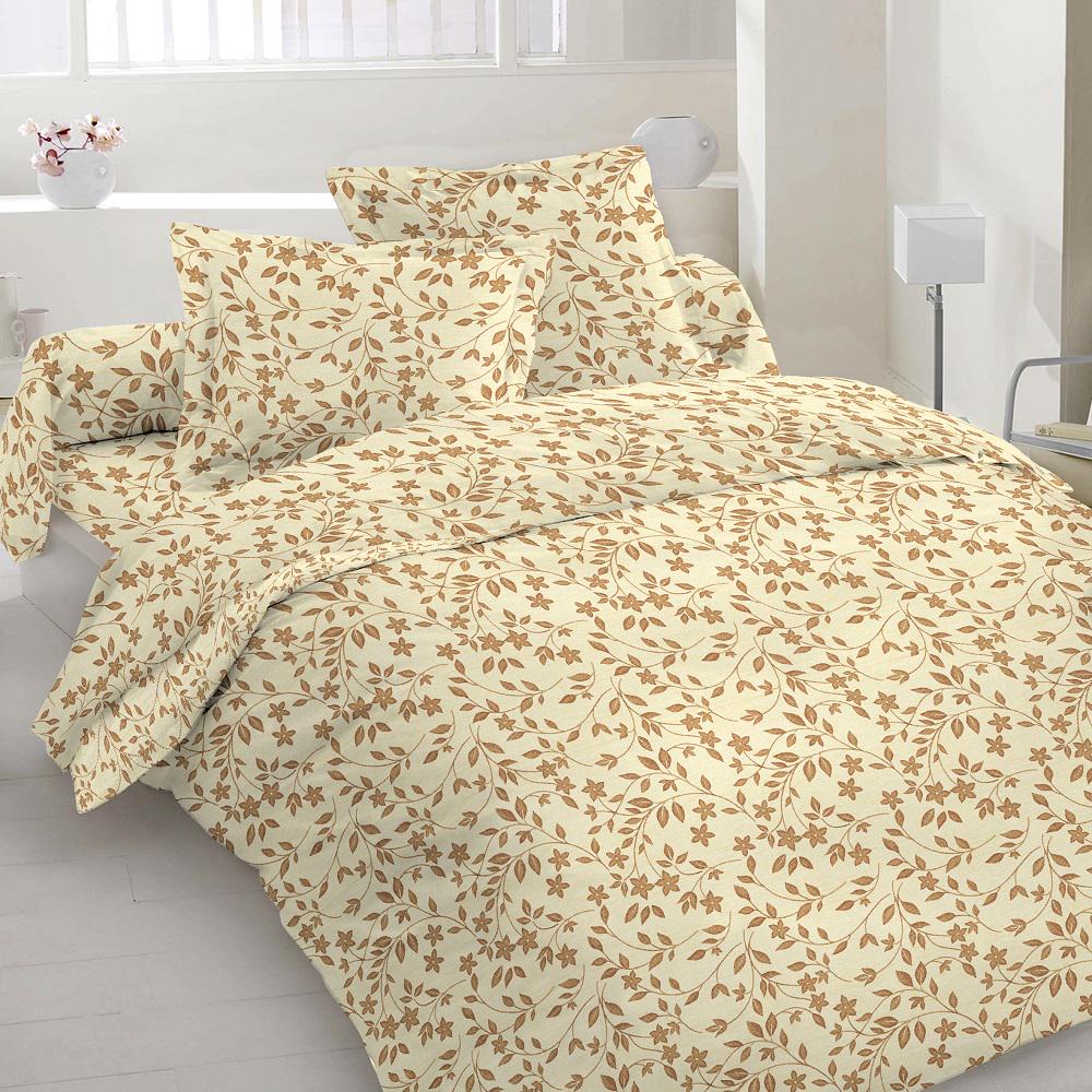 Постельное белье Zastellil цветы бязь евро 200х220 см Бежевый (20126)