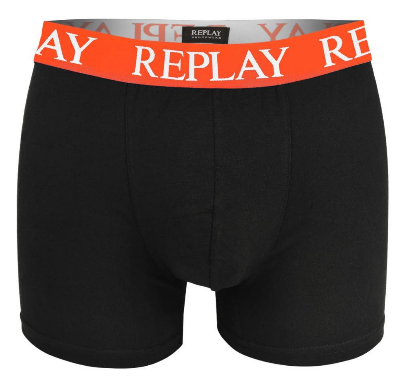 Трусы боксеры мужские анатомические Replay 2 шт. XL Черный/Оранжевый - фото 3