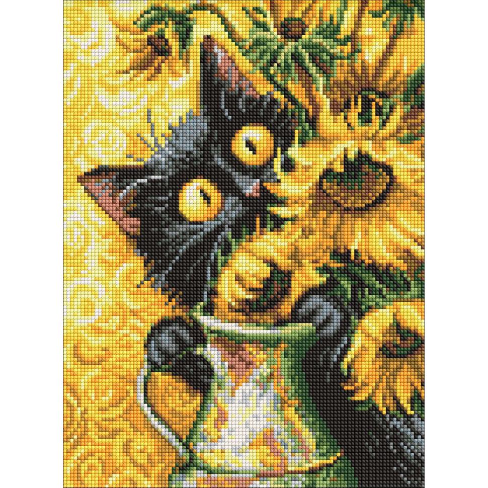 Алмазная мозаика Ranok Creative Кот и подсолнухи 30х40 см (VM-127-A-570)