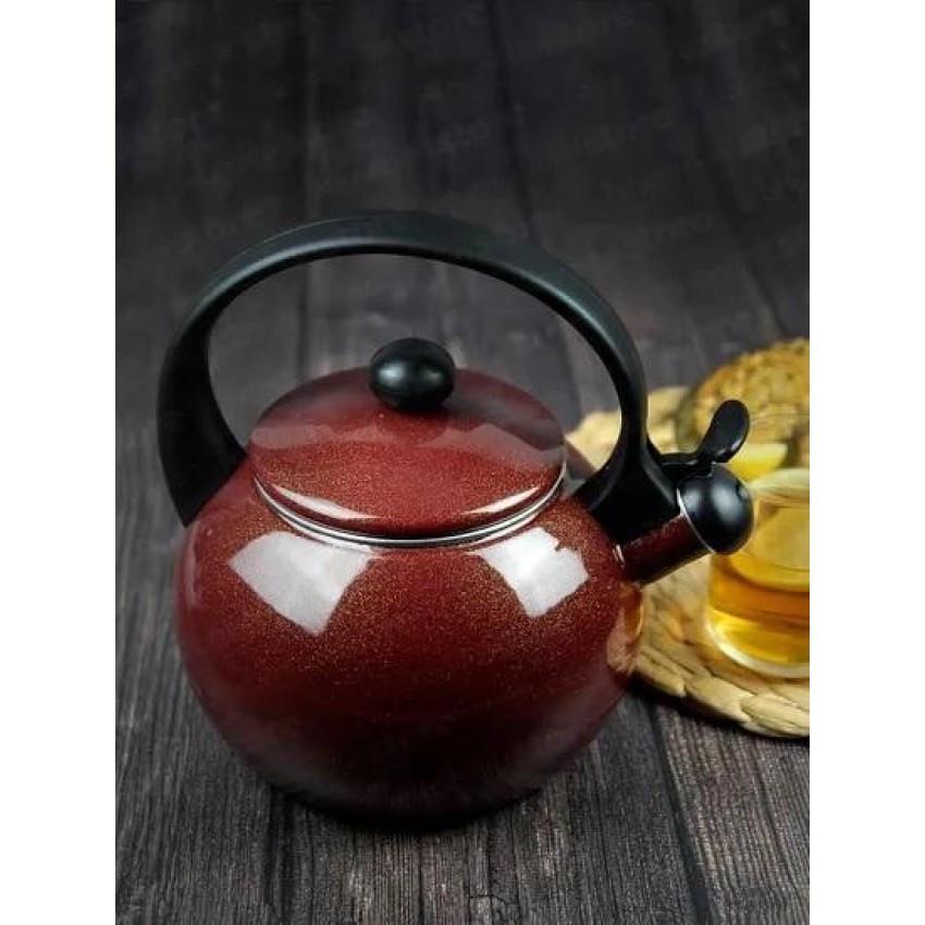 Чайник Kamille KM-1038C эмалированный со свистком 2,2 л Красный (2004668456) - фото 3 Чайник Kamille KM-1038C эмалированный со свистком 2,2 л Красный (2004668456) - фото 3