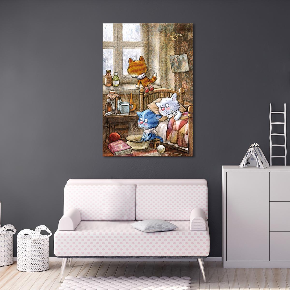 Модульная картина Заболели котята 1 модуль 80x120 см (_rinaz_20201633040)