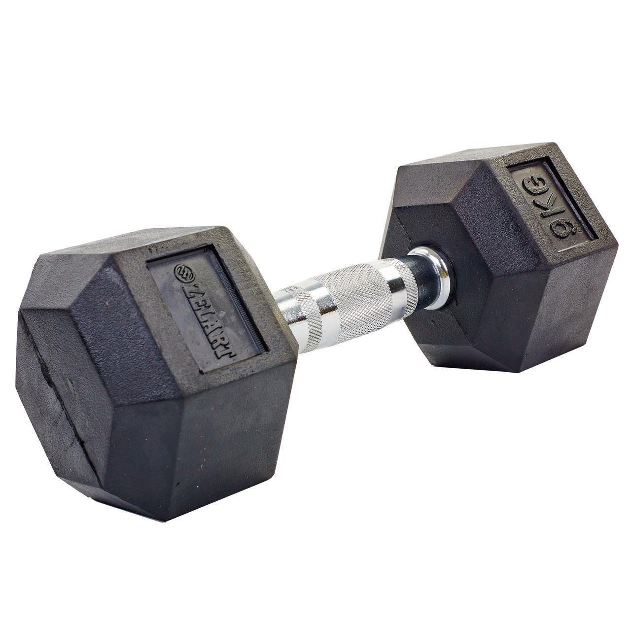 Гантель цільна Zelart TA-5159-9 шестигранна гексагональна гумова 9 кг (2532859860) - фото 1 Гантель цільна Zelart TA-5159-9 шестигранна гексагональна гумова 9 кг (2532859860) - фото 1